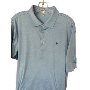Peter Millar Mens Striped Embroidered Rooster and Logo Polo‎ Golf Shirt XL